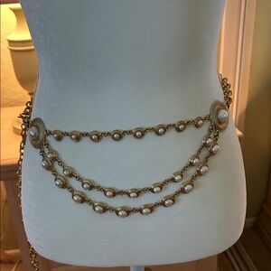 Gold and Pearl Chain Belt